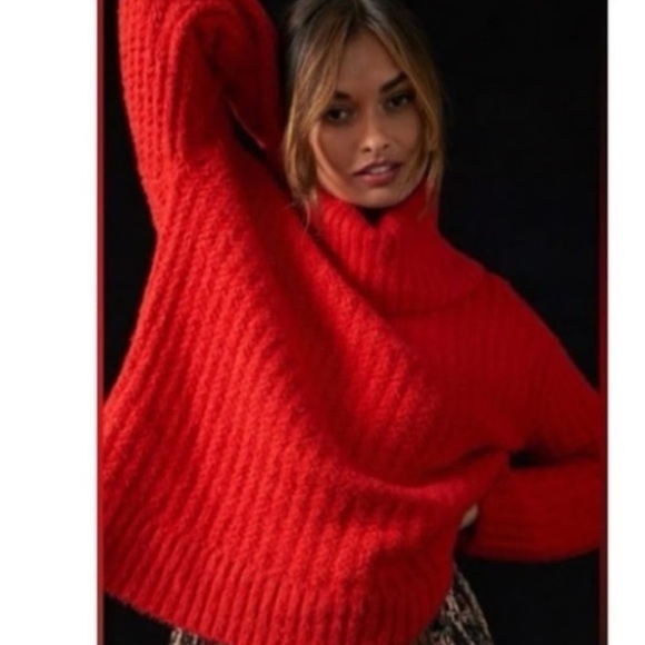 New Anthropologie Maeve Red Cowl Neck Sweater Size Small - Picture 1 of 7